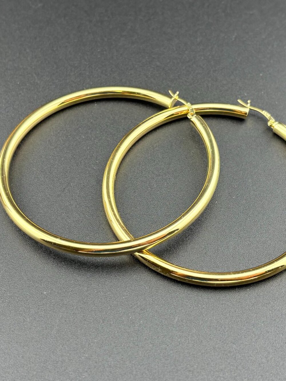 Sterling Silver .925 Gold Vermeil Hoop Earrings 2.5 inches diameter - 14 Grams